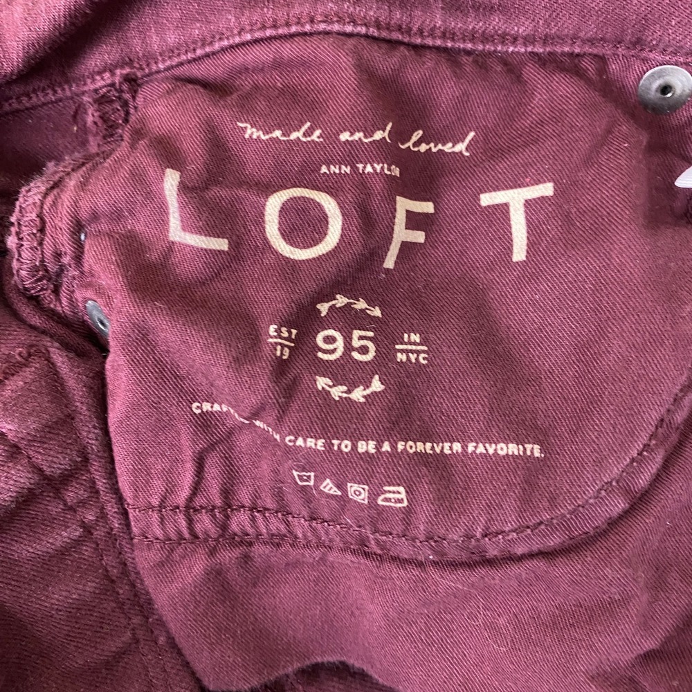 LOFT Skinny Ankle Pants Womens 30 10 Modern High Waist Burgundy Wine Red Stretch - Picture 4 of 12